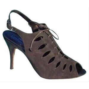 Donald Pliner Expresso Suede Leather Pump Shoe New Lace Up Peep Toe NWT $275